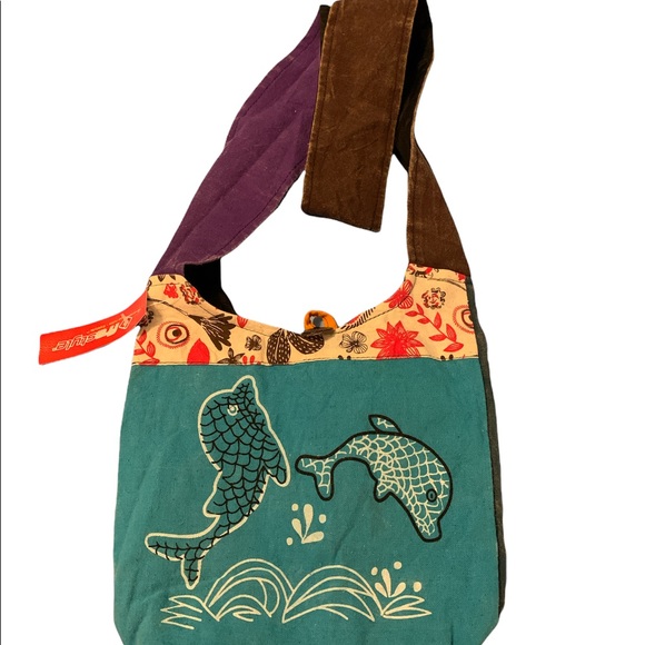Frestyle Dolphins Playing Small Hobo Bag. - Picture 10 of 13